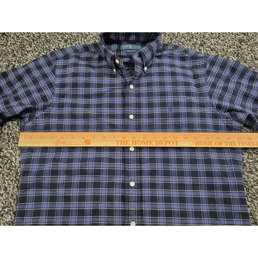 Ralph Lauren Long Sleeve Mens Medium Purple Plaid Custom Fit Button Down - Picture 5 of 8